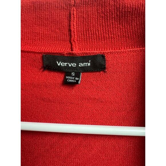Verve Ami Open Front Long Sleeves Red Knit Cardigan Small - Picture 2 of 7